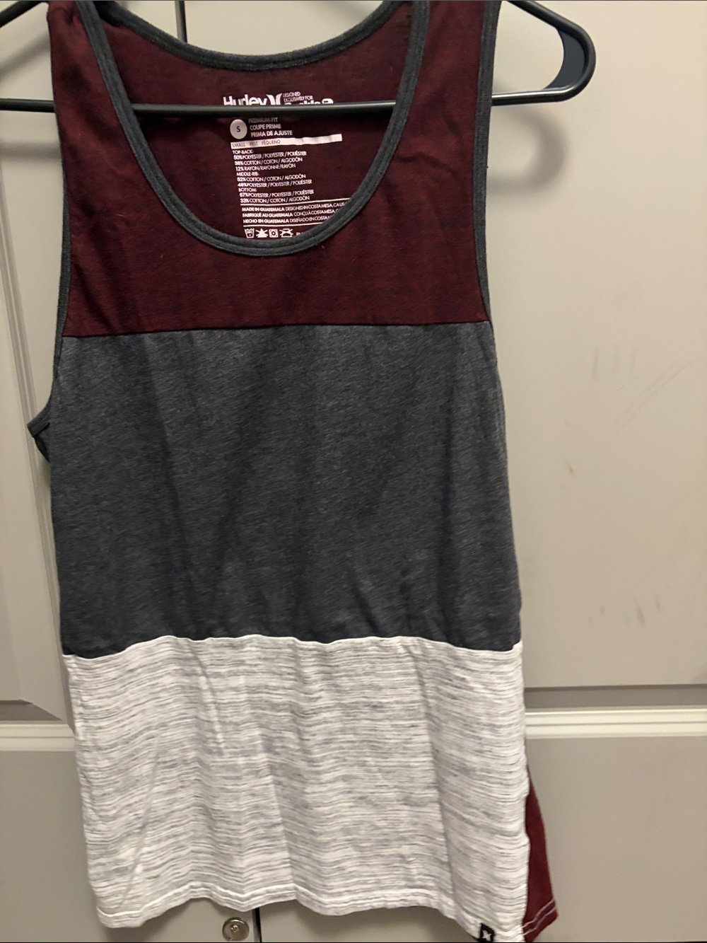 Hurley Two-Tone Scoop Tank Top - Maroon and Charcoal